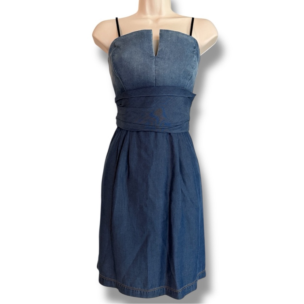 Diesel Italy Lyocell Strapless Convertible Skater Dress Blue Size Medium Vintage